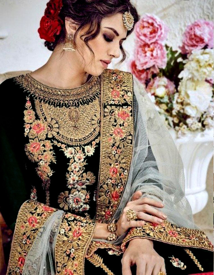 heavy stone work sharara suit